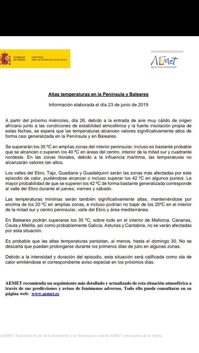 AEMET_Esp's tweet image. 📣#AEMETInforma Actualizada la nota informativa. Esperamos una #OlaDeCalor la próxima semana 🌡🌡aemet.es/documentos_d/e…