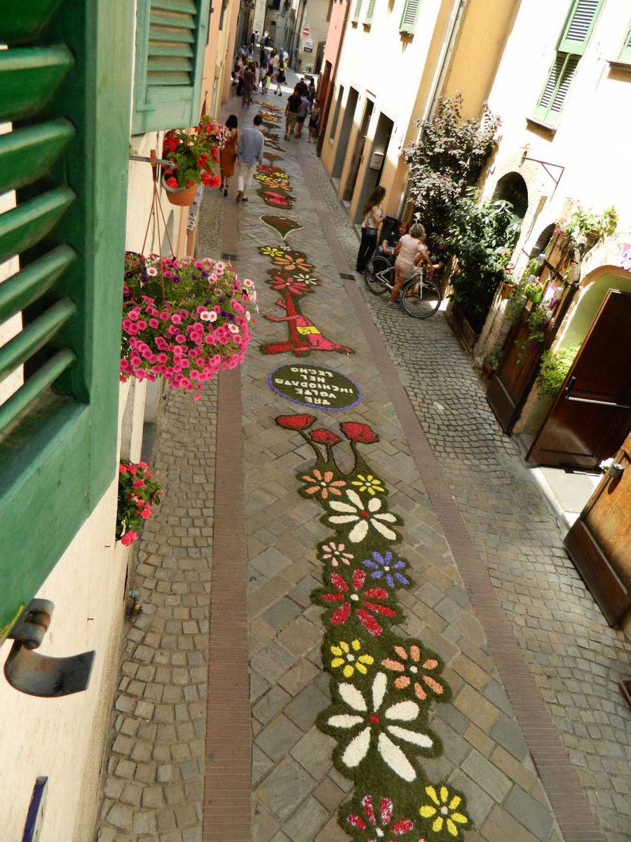 maurobiani's tweet photo. #CorpusDomini #infiorata di #Cannara (Pg) ha scelto alcune mie tavole (da "Come una  specie di sorriso") per "Smisurata preghiera", omaggio a #FabrizioDeAndrè. Onorato e grazie davvero a @StefanoLuzi e a tutte/i. Bellissimo. https://t.co/qz7mOyCZKr