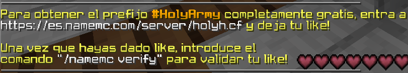 holypvpnet's tweet photo. MANTENIMIENTO FINALIZADO 🙌
Implementamos un nuevo plugin de queues, arreglamos un bug en el sistema de prefijos, y agregamos el comando /namemc en el lobby para que puedan obtener su prefijo #HolyArmy completamente gratis 💵
RT 🔁 & FAV ❤️ https://t.co/tJ6SnnsTvD