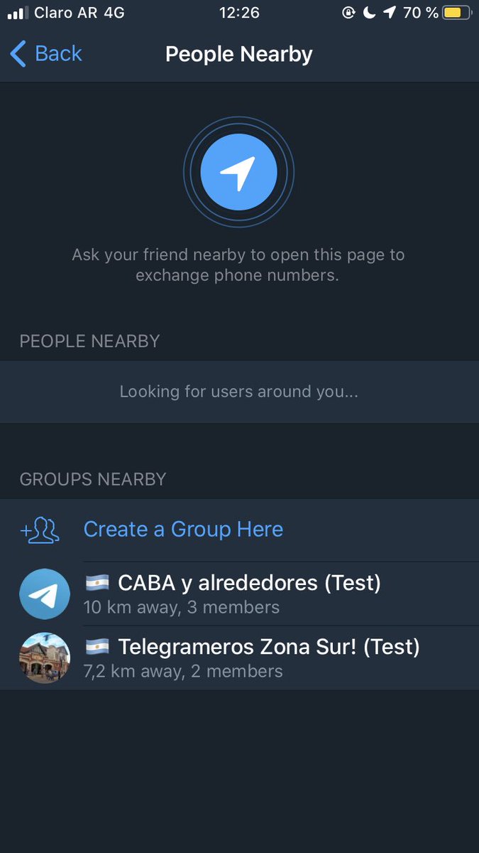 Probando #PeopleNearby #Telegram 5.8 #Beta @ Buenos Aires.
