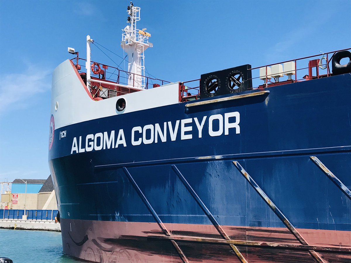 Algoma Conveyor in the Port of Goderich loading salt today. #Goderich #port #lakehuron #boatinghuron