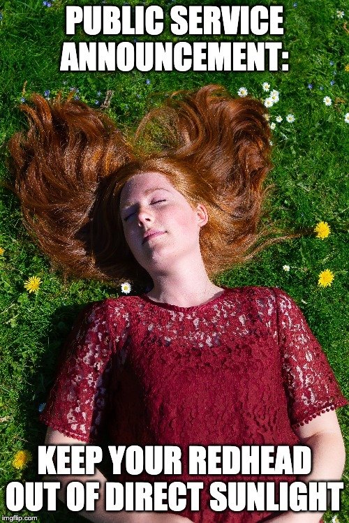TheRedheadDays's tweet image. Summer is off to a red hot start here in the Netherlands, and that means us redheads should be extra careful. What do you do to survive the heat and blistering sun? #redheads #gingerproblems #redhair