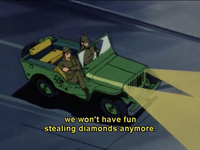 "we have to keep scientists from cheaply creawting genuine diamonds, because then it wouldn't be fun to steal them anymore" is a very lupin plan