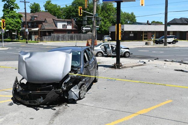 Remember everyone:Whether pedestrian, driver, or cyclist, safety in our public spaces is a shared responsibility. #VisionZero  #ZeroVision  #SharedResponsibility  #CarCulture https://www.thespec.com/news-story/9449703-intersection-of-gage-and-king-closed-for-crash/