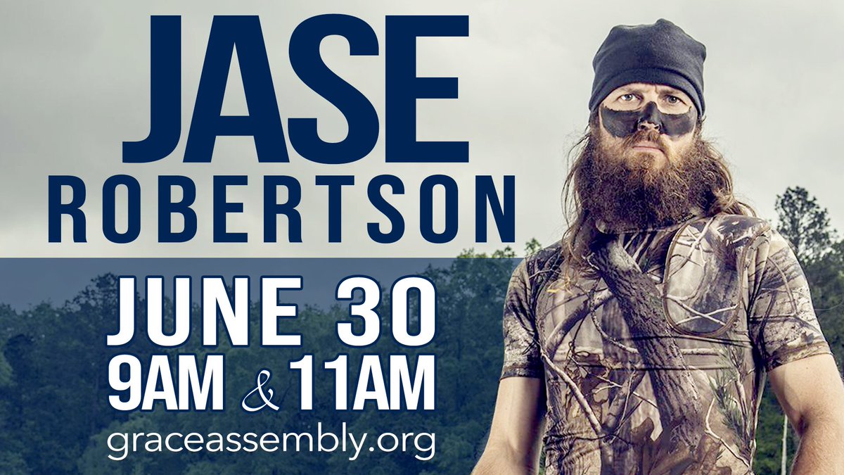 As announced today, <a href="/JaseDuckman/">Jase Robertson</a> will be joining us for both the 9am and 11am services next Sunday to bring the message! We can’t wait to see you and don’t forget to invite a friend! #TheGraceAG