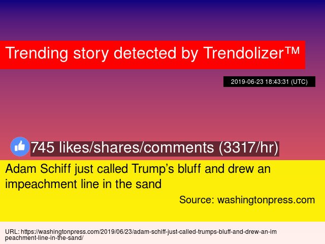 Trendolizer's tweet image. #AdamSchiff just called Trump’s bluff and drew an impeachment line in the sand #HouseIntelligenceCommittee... trendolizer.com/2019/06/adam-s…