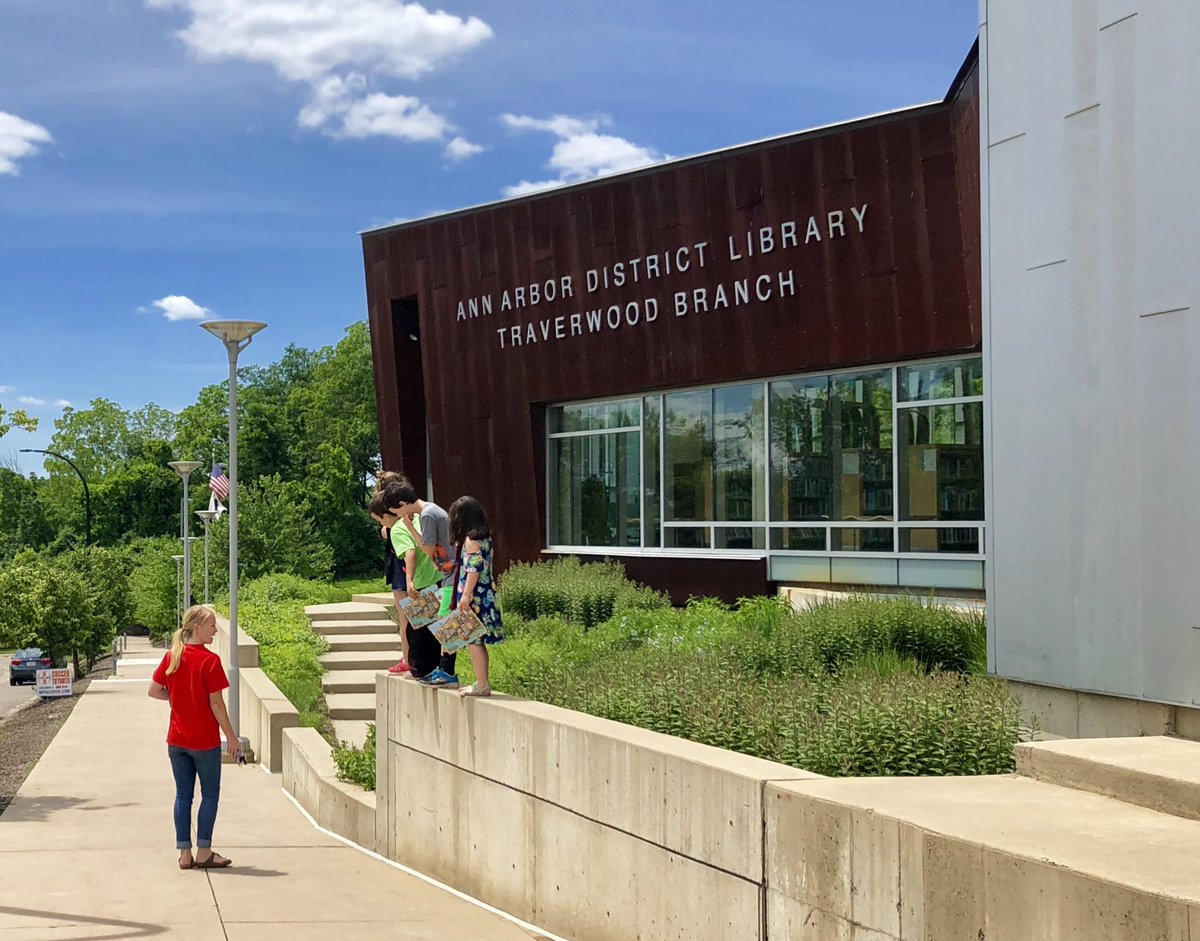 inFORM Studio, Traverwood Branch Library (2008) /// Traverwood, on the north side of Ann Arbor, was the last of the new branch libraries. Ash trees which had been killed by ash borers were removed from the site and used as columns.