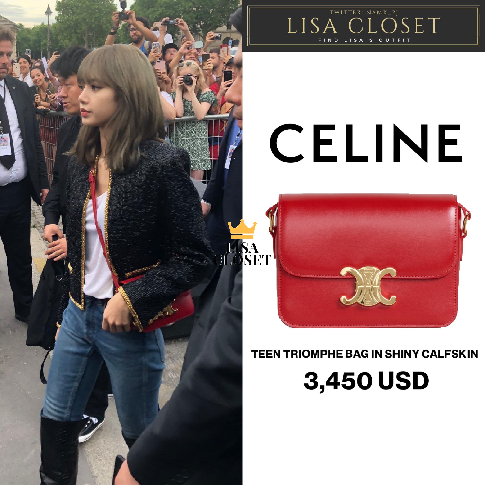 Red⁰³²⁷ on X: lisa really had a celine bag even before. @celineofficial  and now she's the first ambassador of it wow. #CELINEAmbassadorLisa #블랙핑크  #리사 #リサ #ラリサ #ลิซ