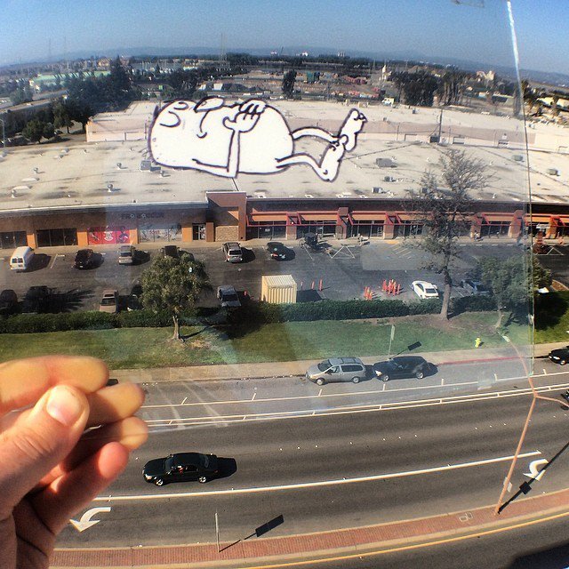 badbugs_art's tweet photo. @mcgnarcal:
The Roofnapper. Hiding in plain sight, this lazy lumberer rests on large flat roofs during the day. He can be spotted from the right vantage point but usually people are just too busy with their daily routines to notice him. #roofnapper #whiteout #transparency @… https://t.co/C5EkfPWHXR