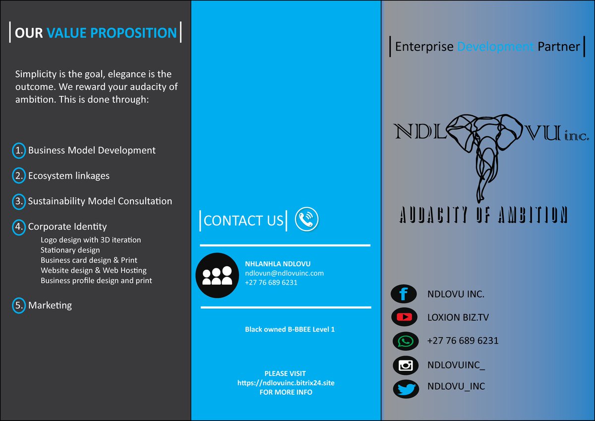 ndlovu_inc's tweet photo. Your enterprise development patner. Your kasi and rural business matters. Let us assist you in your journey to building, growing and scaling. 

#AudacityOfAmbition #KeepMovingForward 

#DJSBU https://t.co/Ek2AqRtpIc