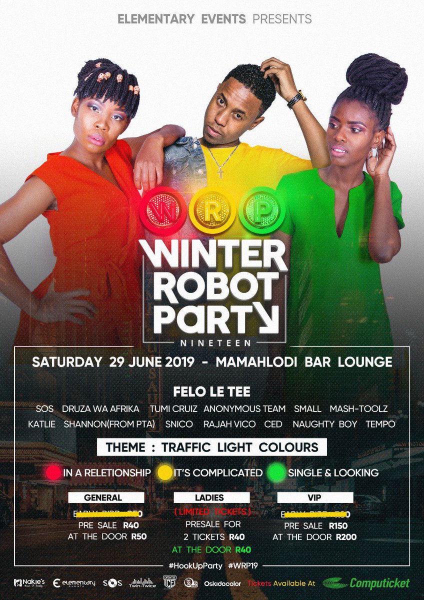 nakiesbeauty's tweet image. The place to be on the 29th of June, Mamahlodi Bar Lounge Kgobokwane 💃💃. Tickets are available at computicket 🎟️

#WRP19 #hookup_party #robotparty #29June19 #MamahlodiBarLounge #kgobokwane #dennilton