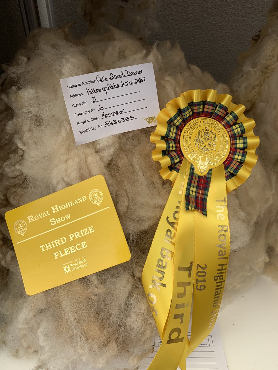 It’s been a good weekend - for those of you who joined us on <a href="/OpenFarmSunday/">OpenFarmSunday</a>, you may have witnessed our sheep shearing demonstrations. One of those fleeces has just won us a third place at the <a href="/ScotlandRHShow/">Royal Highland Show</a> with <a href="/BritishWool/">British Wool</a> . 🎉🏆⭐️🐑