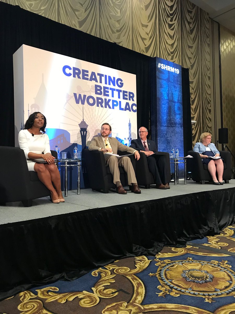 .⁦<a href="/SHRMEmily/">Emily M Dickens</a>⁩ kicks off mega session with leaders from Departments of Education and Labor and EEOC. #SHRM2019