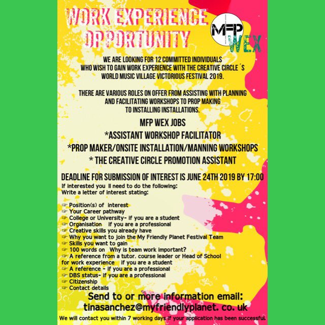 #workexperience #festival #art #creative #propsmaking #handsonartist #workshops @MyFriendlyPl #victoriousfestival #worldmusicvillage #thecreativecirclewmv #myfriendlyplanet #exciting #artistrequired #worldmusicvillage @victoriousfestival