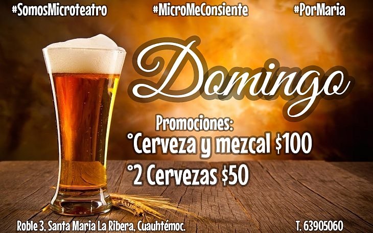 Domingo de lluvia? Ven a Microteatro! Tenemos café caliente y promociones en bar!!
Además de una exquisita selección de obras que te van a encantar!

#PorMaría
#TodosSomosMaria
#SOMOSMICROTEATRO