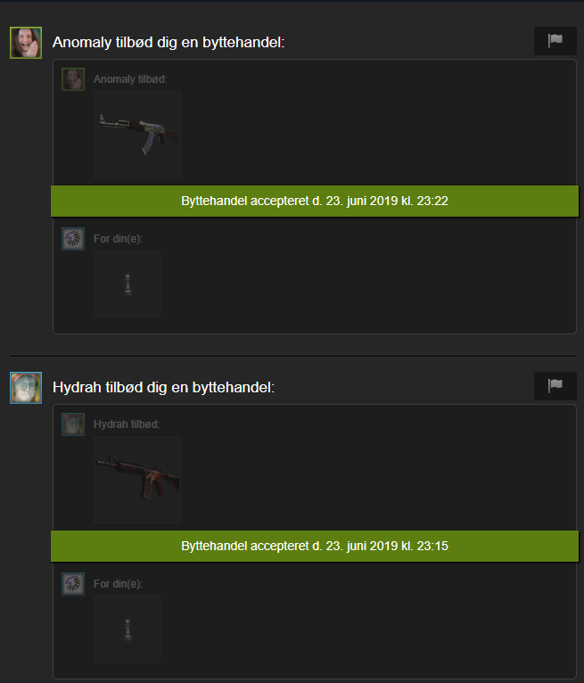ProdigyDDK's tweet photo. Huge trade with ya boi @anomalyxd 
my @GO_vIRL / @OPSkins items for his csgo items.
Deffiently one of the hugest trades I have done xD

Gonna enjoy my new skins while he can flex with his new 🔥 https://t.co/CK10fnKUpB