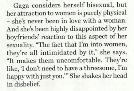 before we leave 2009, here are two more times her sexual orientation was addressed in the july issues of maxim and rolling stone magazine.this also addresses the myth that since bisexuals are attracted to more than one gender, they must love/want threesomes all the time.