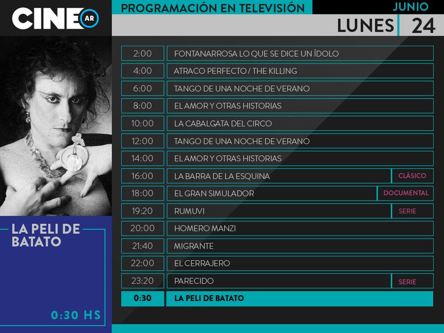 Lunes 24 en tu canal de #CineNacional 
Podés ver más contenidos argentinos en play.cine.ar