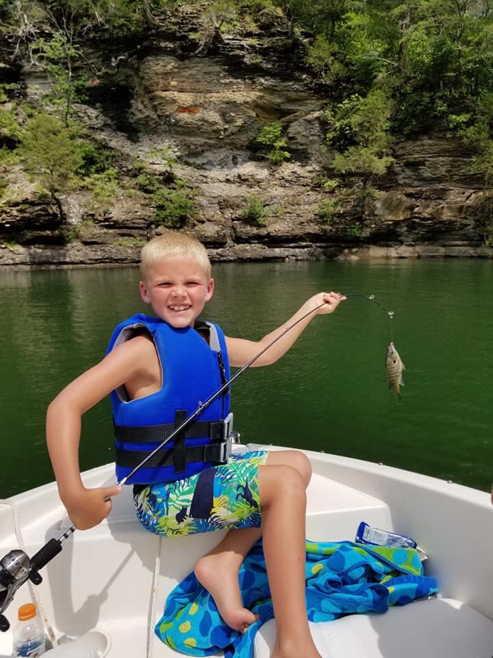 ClayClevenger's tweet photo. Happy 8th Birthday Rush!  What a fun filled day of pancakes, fishing cliff jumping and taking a ski to the face!  He is going to have a good shiner!  #allboy #lakelife https://t.co/hclJWg8kYa