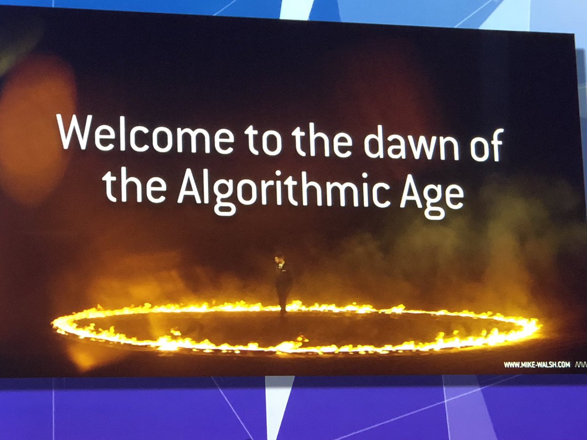 teach42's tweet photo. It’s not the computer age.  It’s not the AI age.  Rather, welcome to the algorithmic age.   #iste19 https://t.co/BKLowuY6JC