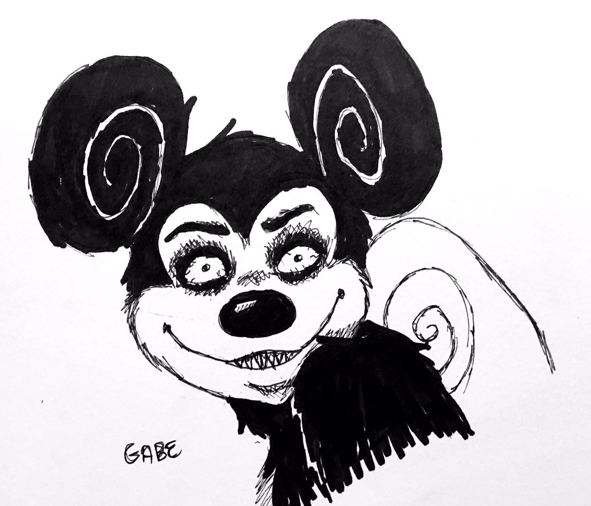 almightysmolest's tweet photo. Mickey, but drawn in the art style of Junji Ito! #junjiito #mickeymouse #disney #fanart https://t.co/fmn5eqSgpY