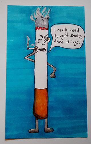 DrawnOddly's tweet photo. @CierraRoweArt Is it cannibalism to smoke a cigarette if you ARE a cigarette? :) Thank you for the suggestion lol https://t.co/Hit0F6ch1e
