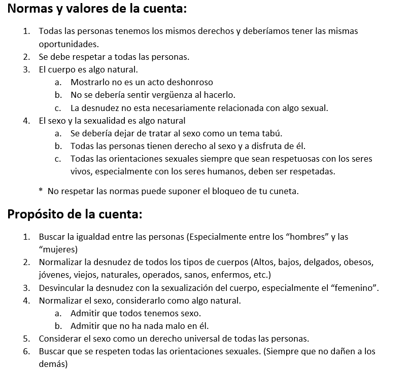 NormalizingBody's tweet image. ¡ Muy importante leer ! ==&amp;gt; Normas y valores de esta cuenta.