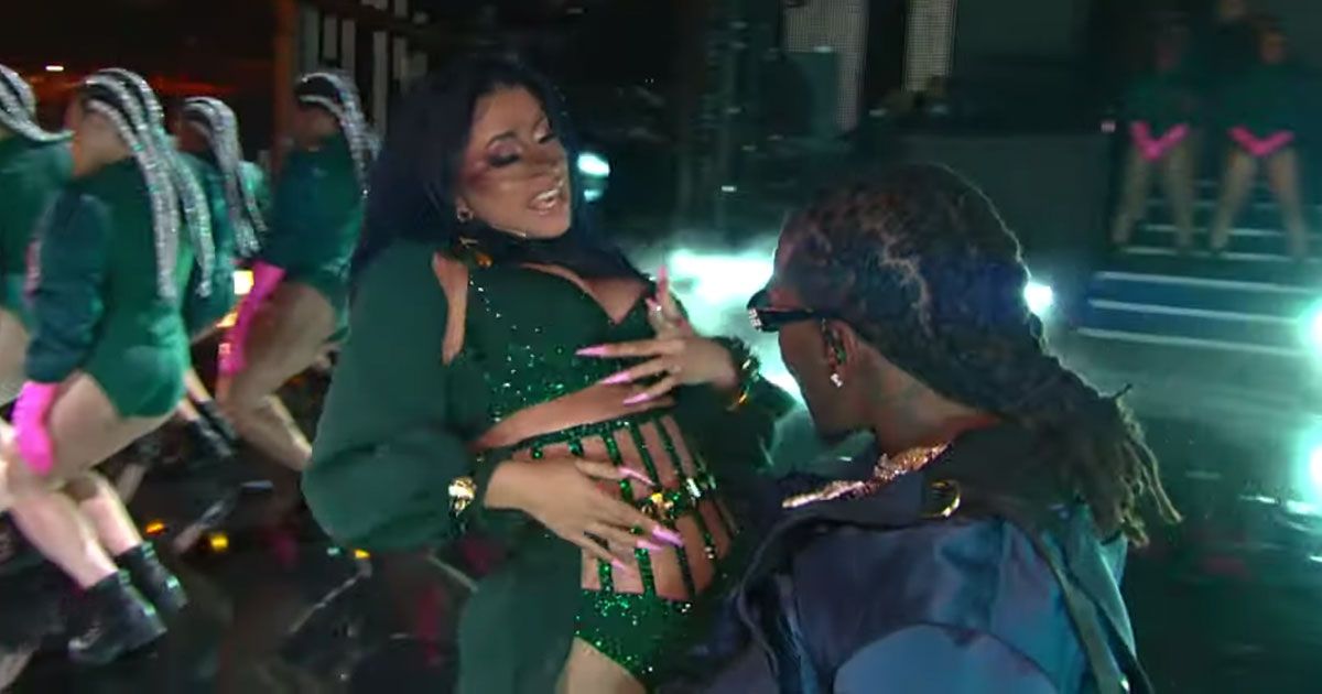 Cardi b twerks on naked dancers during raunchy night.