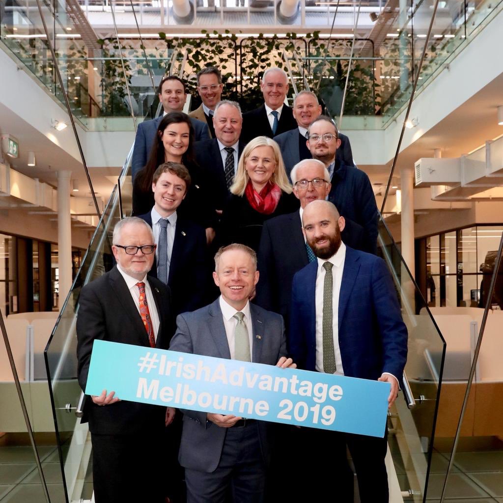 Proud moment to mark our first day in our new office in Melbourne with Minister <a href="/ciarancannon/">Ciaran Cannon</a>, His Excellency <a href="/breandanocaolla/">Breandán Ó Caollaí</a> and a number of our Advisory Board Members. 
Melbourne is the land of opportunity and we are seeing continued growth in the region. 
#IrishAdvantage