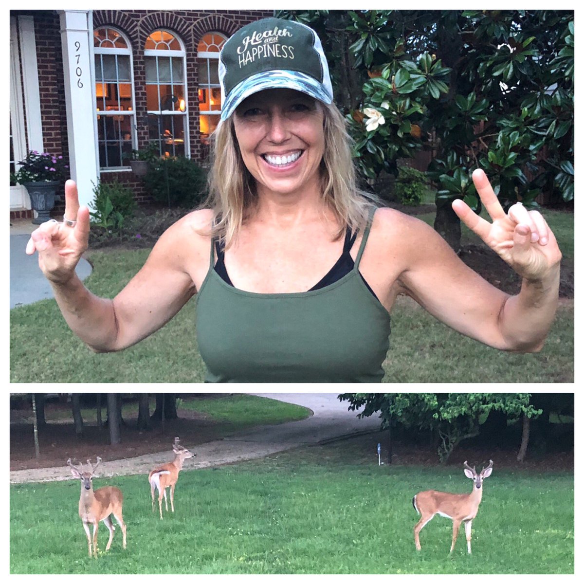 The deer saw my camo hat and got a little nervous but I assured them that all I was interested in is getting their guts healthy 😆 #lifechanging #feelyourbest #guthealthiseverything #ohdeer #camo #momsincamo #plexusworldwide