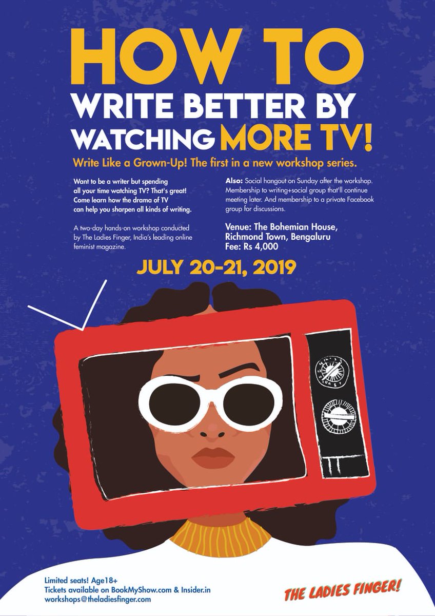 We've got a new writing workshop series coming up. Write Like A Grown Up.  And how better than by watching TV? facebook.com/events/2094023…