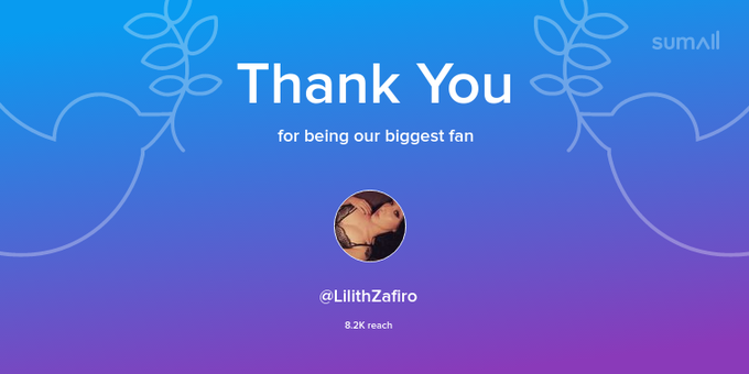 Our biggest fans this week: LilithZafiro. Thank you! via https://t.co/fLuok1BRTc https://t.co/XXlZe1