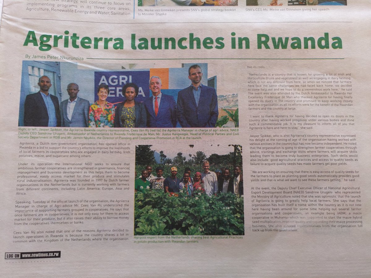 Having breakfast Rwanda and finding out Agriterra is in the newspaper! @CeesvanRij <a href="/Agriterra/">Agriterra</a>
