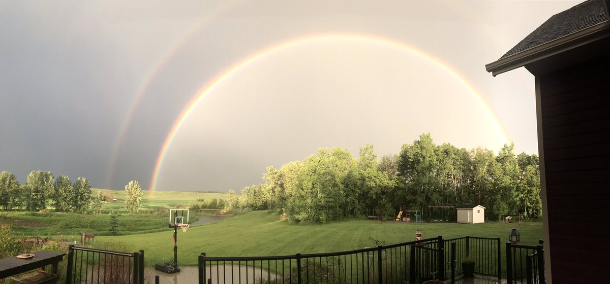 The brightest rainbow I ever recall seeing.  #albertaskies #Alberta #abstorm