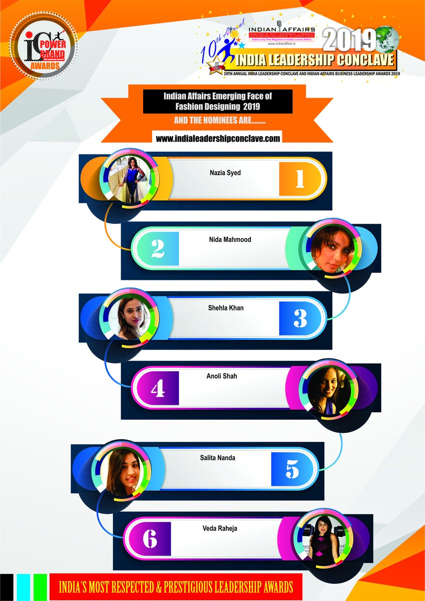 Indian_Affairs's tweet photo. India Leadership Conclave 2019 nominees for the prestigious Indian Affairs Emerging Face of Fashion Designing  2019. 
#NaziaSyed 
@nidamahmoodnm
@ShehlaaK
@Anoli_s
@salitananda
@veda_raheja1
https://t.co/wskEVX6Ve3
https://t.co/fDsMnmQxpO
#fashiondesign #fashion #fashiondesigner https://t.co/NEyulsMQ1n