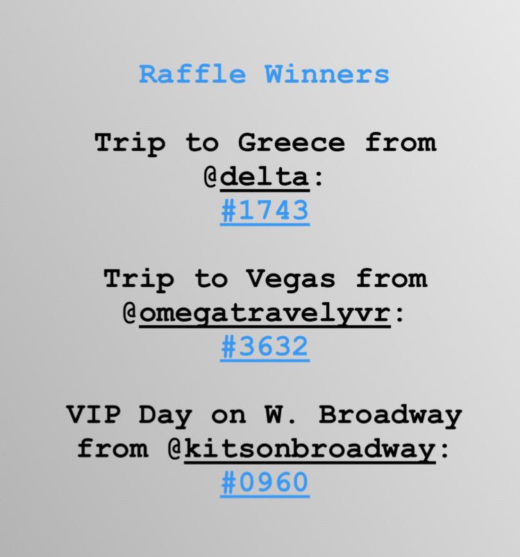 Here’s the winning raffle numbers from tonight’s draw! Winners will be contacts via the provided contact info. Thanks to all who entered!