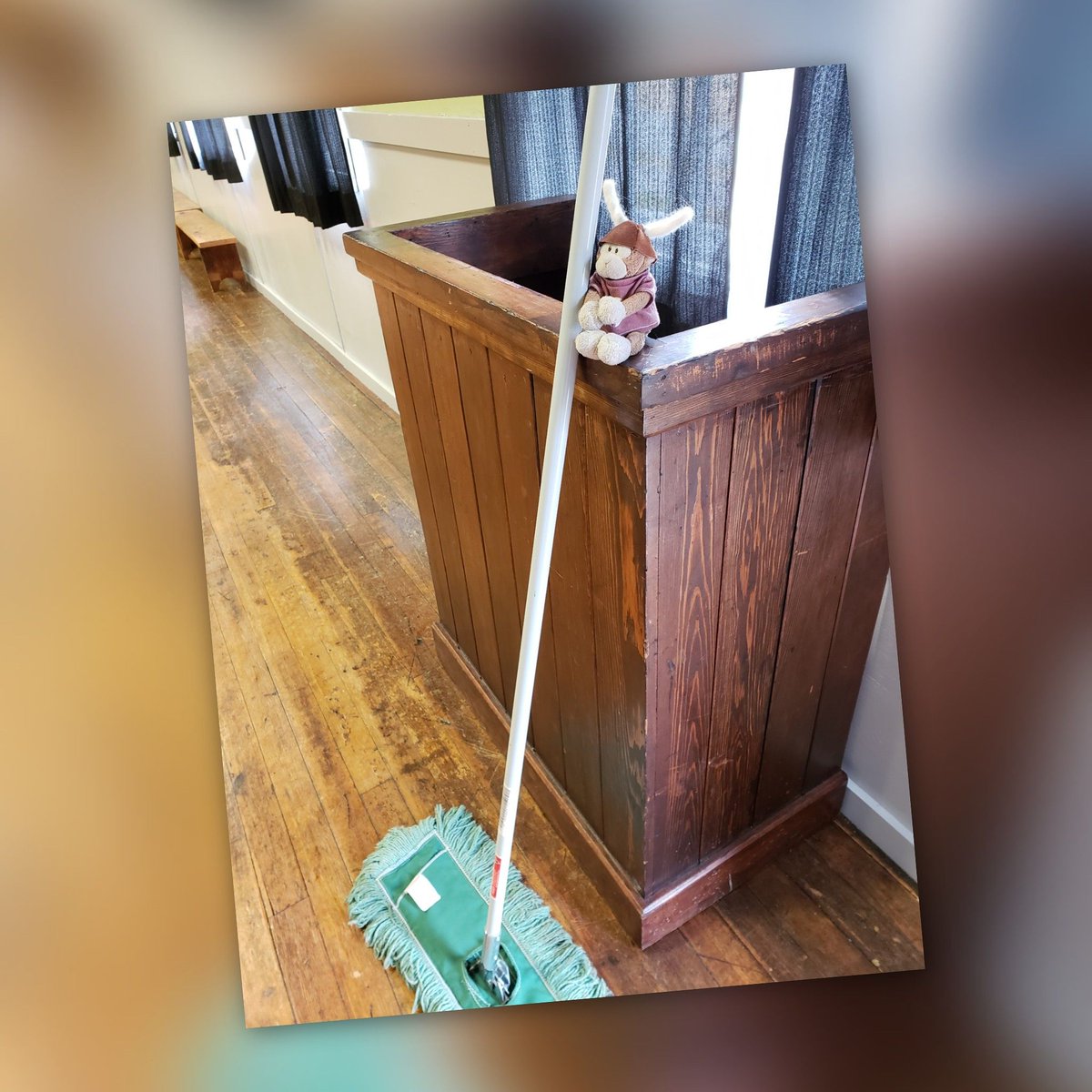 TravelingMocha's tweet photo. Actual photo of me helping with Trothmoot cleanup this morning.
#MonkeyBusiness #MootMonkey #trothmoot #cleanup #theater #dustmop https://t.co/ys96v5mG1J