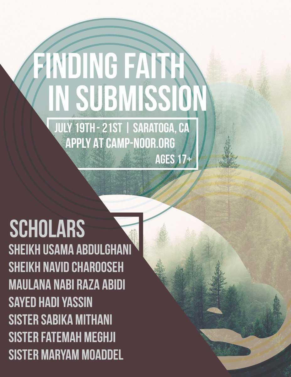 campnoor1's tweet photo. Camp Noor is proud to announce our theme for this year's camp: Finding Faith in Submission 
Early-registration ends June 30. 

Apply Now! https://t.co/otbmww87j3 https://t.co/bJapp8agOY