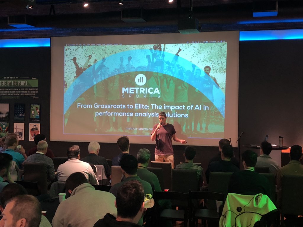 SSFCSpSci's tweet photo. Day 2 : Rubén Saavedra co-founder and CEO of @MetricaSports talking about how AI in performance analysis can be taken to the grassroots
#SSFCAnalytics https://t.co/WDRVG7FX4a