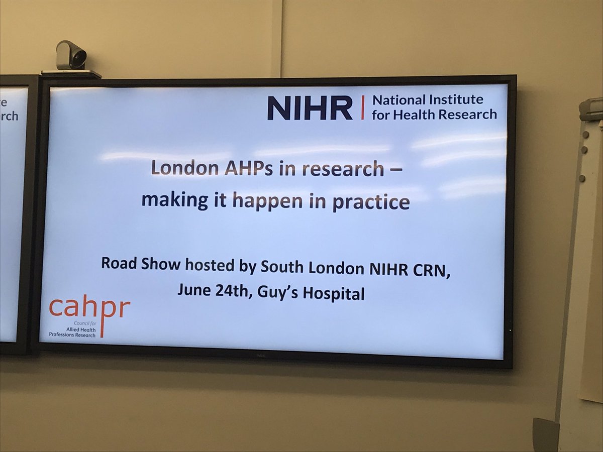 At the London AHP research champion road show event - delighted to be invited to contribute to the discussion about AHP research capacity and capabiiity building <a href="/JenniferWenborn/">DrJenniferWenborn</a> <a href="/DrJackyAJones/">Jacky Jones</a> #ahpresearch #cahpr