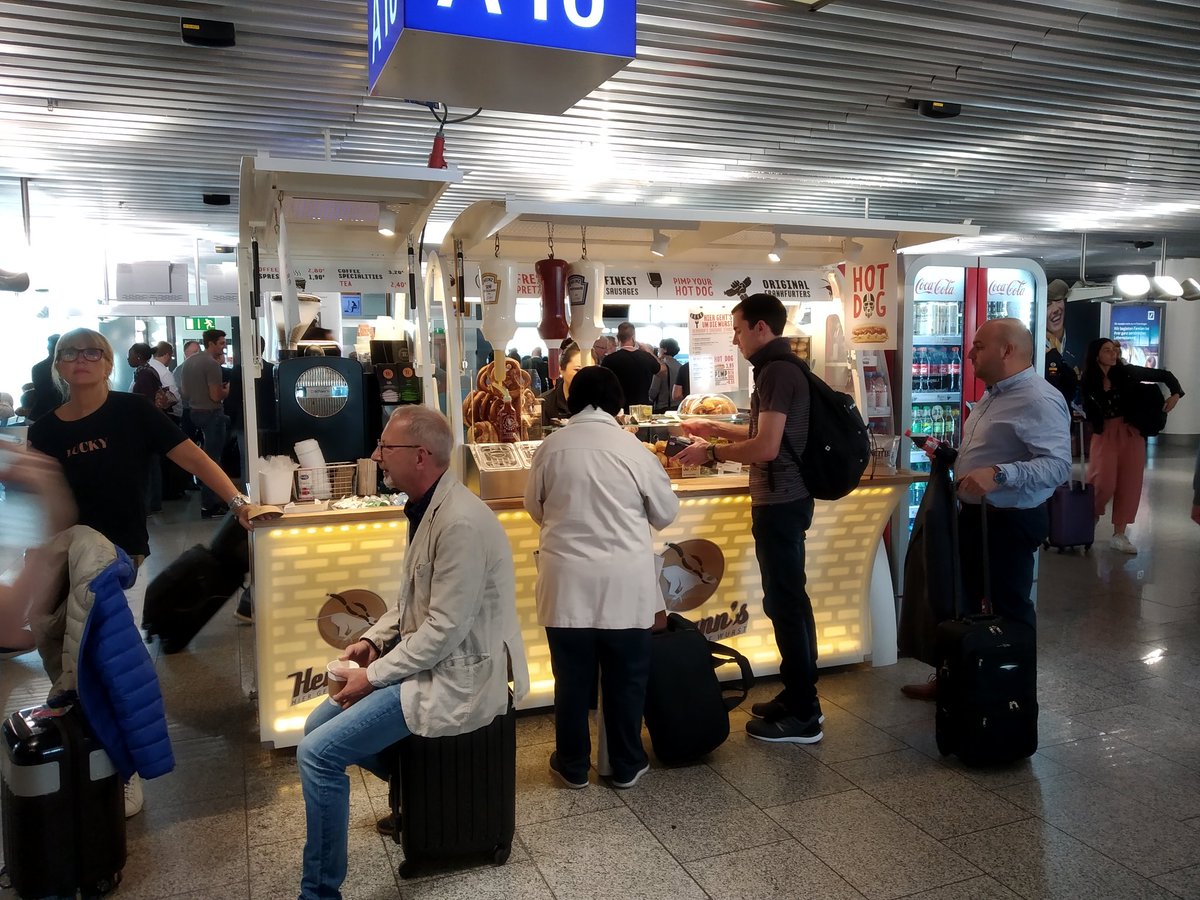 LeanderArcher's tweet photo. Frankfurter in Frankfurt? One last leg to Amsterdam before we see some horticulture! #ihip2019 #MasseyHort #GoHorticulture https://t.co/lyn0B6DH9J