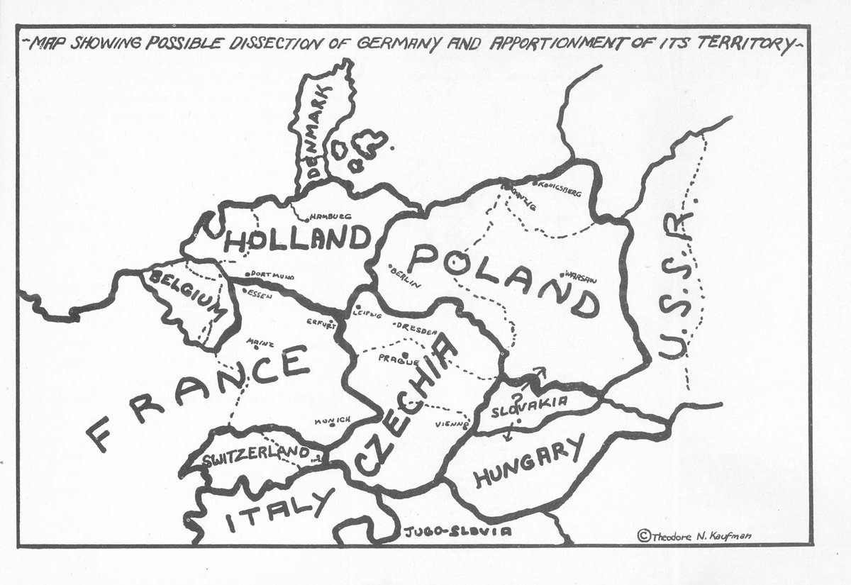 htimes100's tweet photo. Kaufman's proposed dismemberment of #Germany from the book "Germany Must Perish!", 1941 #history #maps https://t.co/aHeHrm1Sl7