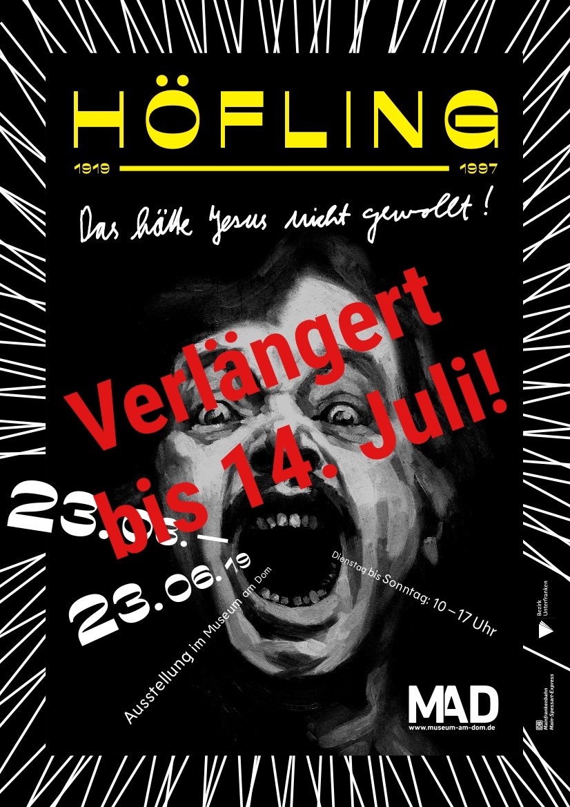Gute Neuigkeiten für alle, die noch nicht in der #Ausstellung waren: Höfling wird bis zum Ende der Kilianiwallfahrtswoche verlängert! Nutzt die #Chance und kommt vorbei 🤗

#kunst #wuerzburg