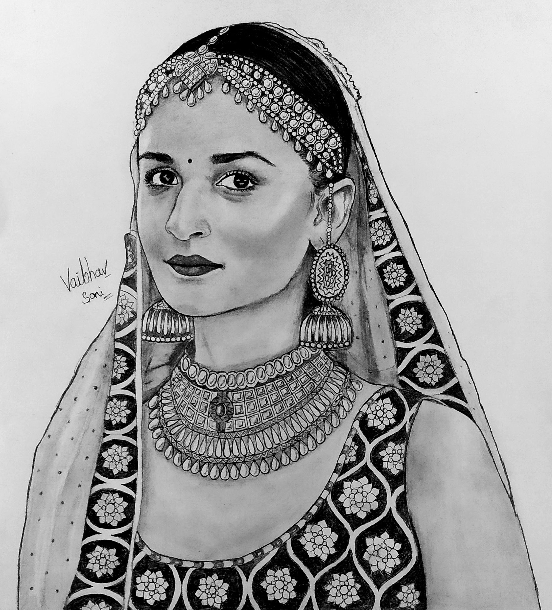 How to draw Alia Bhatt Wedding Look Step by Step Very Easy//Alia Bhatt  Drawing - YouTube