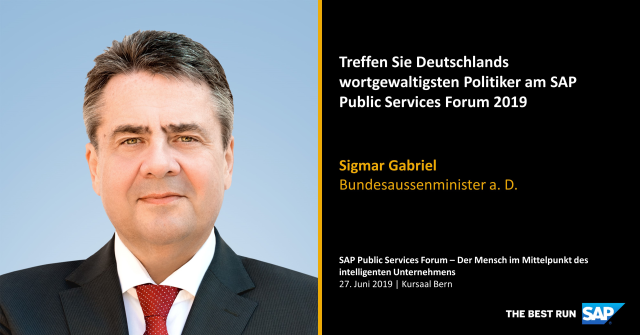 huecl's tweet photo. Am 27. Juni diskutieren Sigmar Gabriel, Deutscher Aussenminister A.D. und Reto Lipp über die Rolle Europas im Machtkampf um Wissen, Innovation und politische Macht. SAP Public Services Forum Bern: Jetzt Teilnahme sichern! https://t.co/kPUUogNndP https://t.co/GlcgWupWTk
