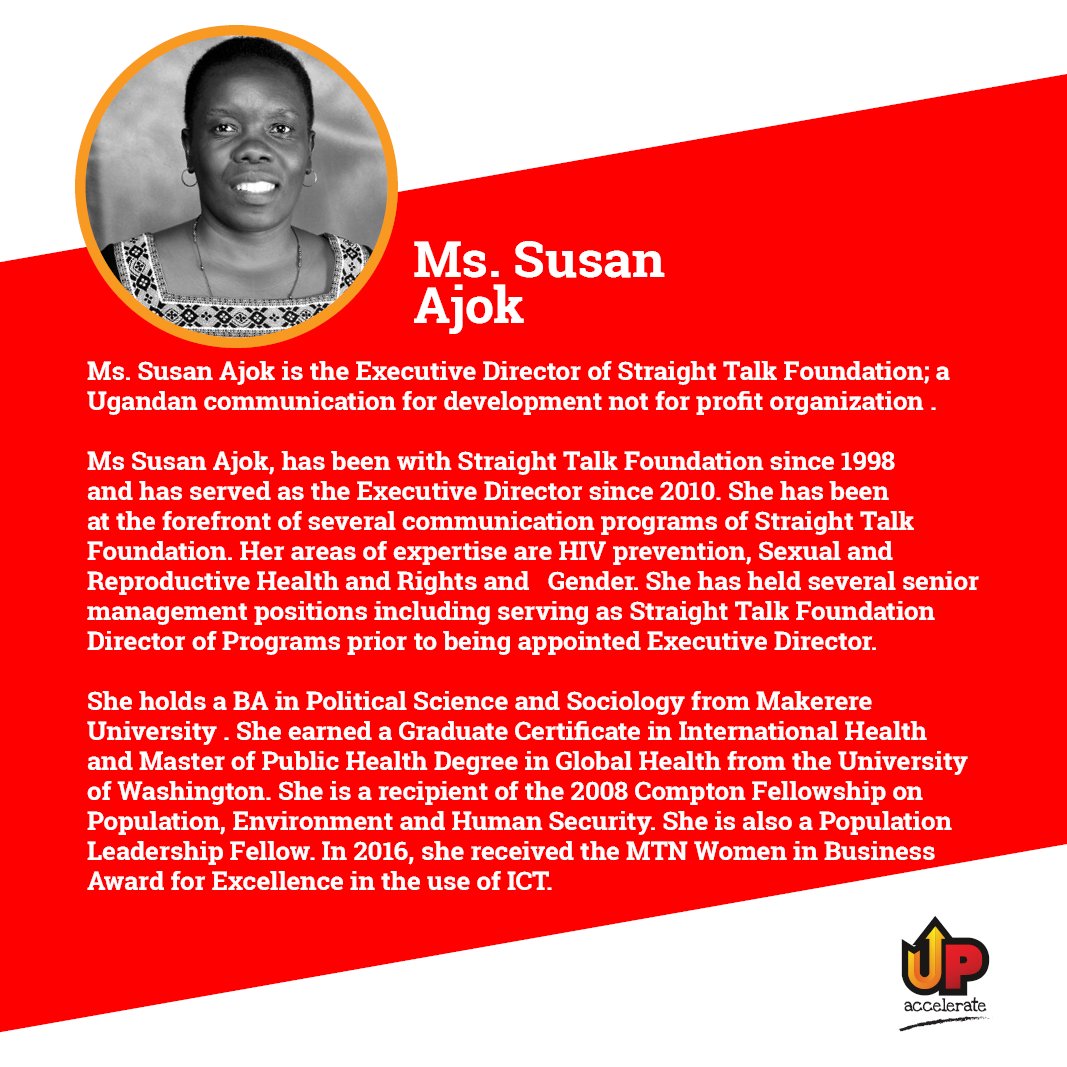 OutboxHub's tweet photo. Meet Ms. Susan Ajok ~ ED @STFUganda is joining us as an #UpAccelerate judge on 30.5.17. Time to see the 4 top teams! https://t.co/K6vl5mtXZw https://t.co/jKgJfdBvyk