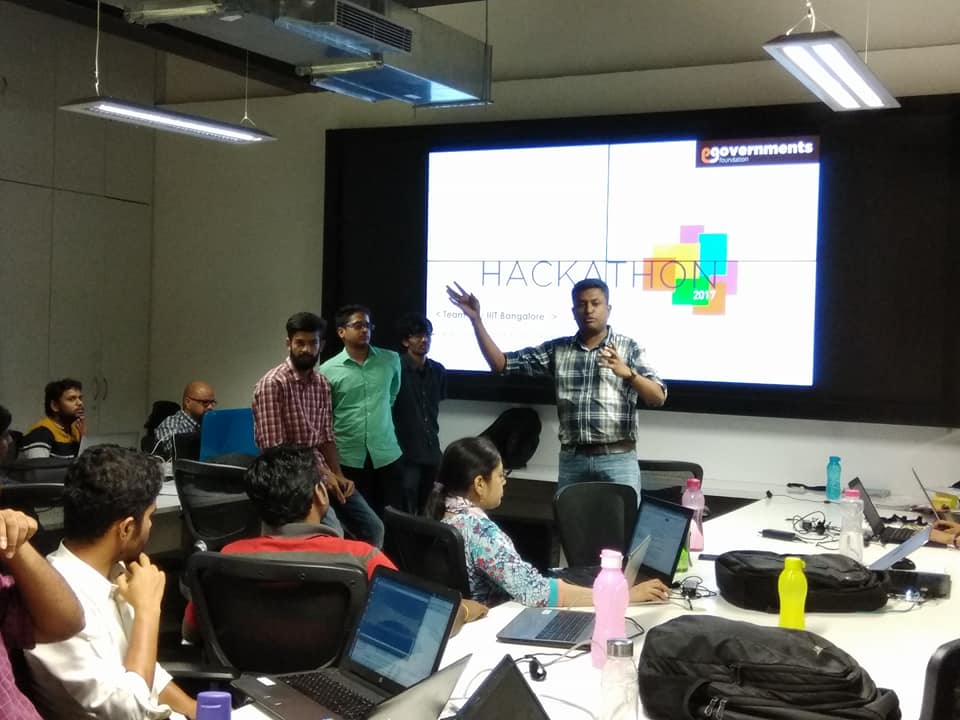 eGovFoundation's tweet photo. #hackforsmartercities winner from #IIITB is given a platform @eGovFoundation to present on their approach to solve the given use cases. https://t.co/M4XHU5dgus