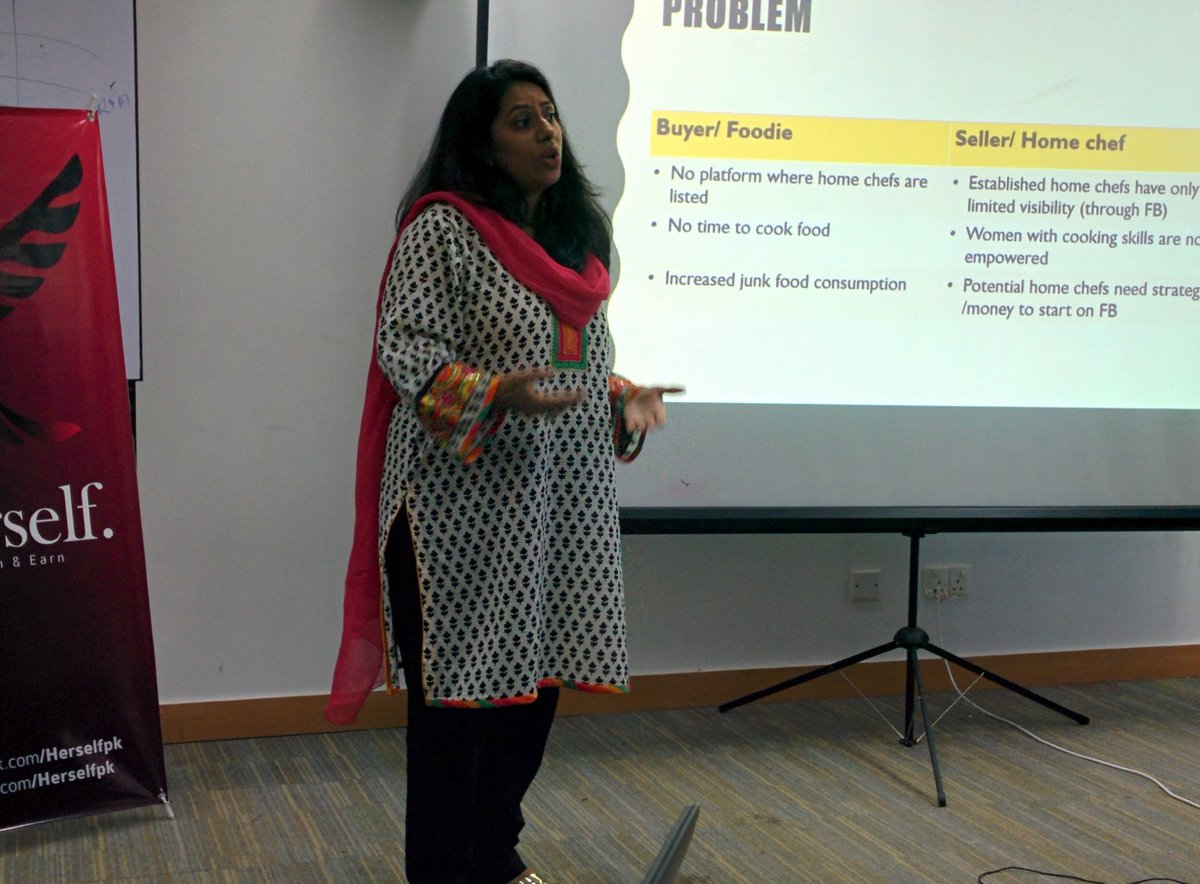 herselfpk's tweet photo. Nadia Riaz presenting her idea #Foodappa connecting food sellers&buyers.Will her idea impress the judges?Let's find out at #HerselfLaunchpad https://t.co/S5DIM7Onhv