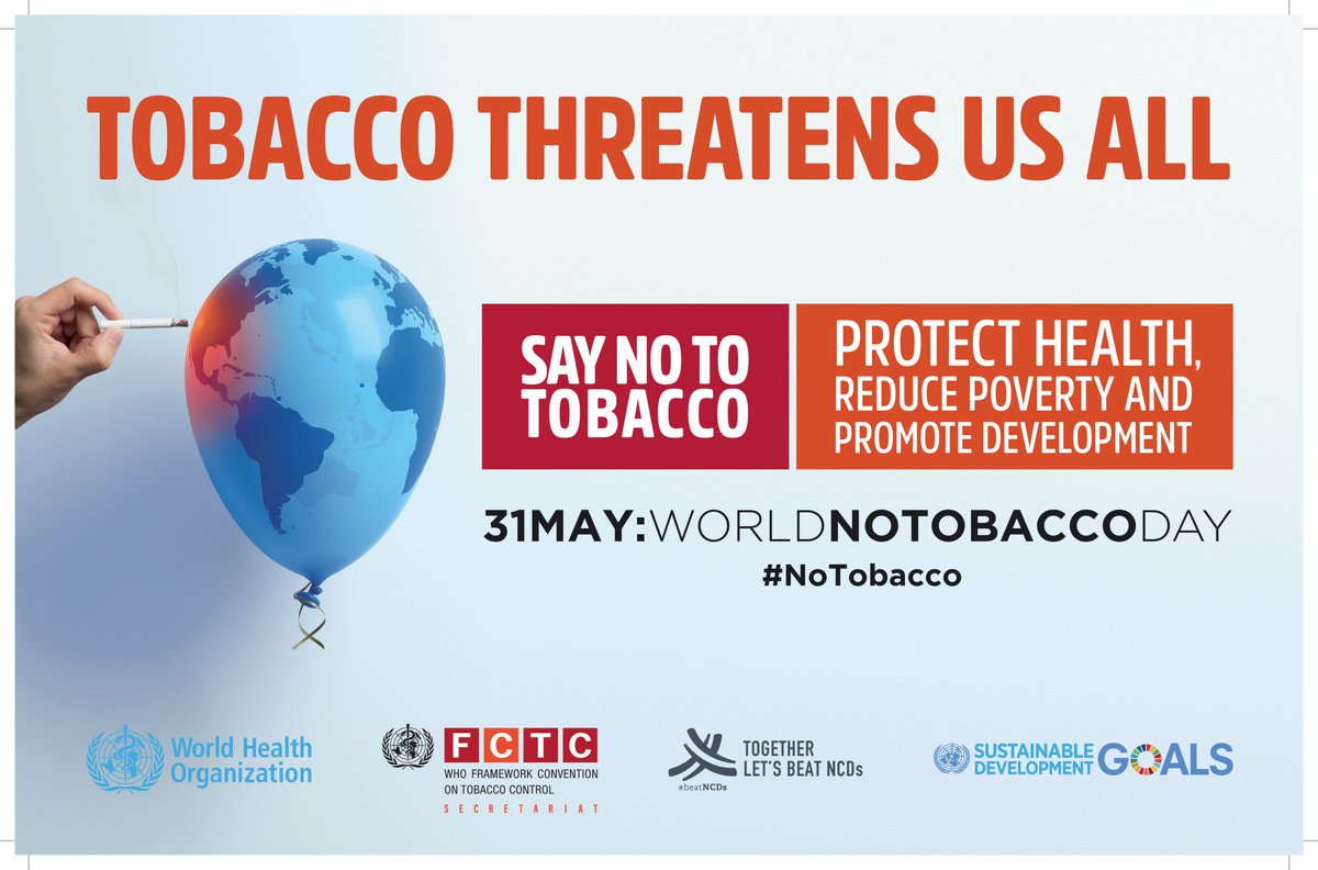 maknacancer's tweet image. #Tobacco threatens us all. Say no to tobacco. Protect #health, reduce poverty &amp;amp; promote development • bit.ly/WHO-NoTobacco2… • #NoTobacco