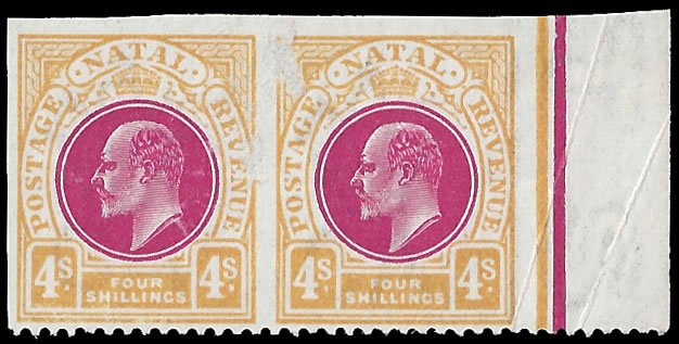 FilatAG's tweet photo. #NATAL 1902 KEVII 4/- IMPERFORATE ON THREE SIDES, RARITY! https://t.co/nAU6p5EtA0 #FilatAG #Philately #StampCollecting #Scarce #Rare https://t.co/mpoIB7E0lV